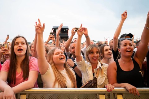 WROCLAW, POLAND - JULY 23, 2022: Concert tour Meskie Granie 2022 (Men's Playing). Fans in front of