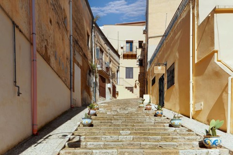Alley, staircase, picturesque, historical center, Sciacca, port town, thermal spa, old town,
