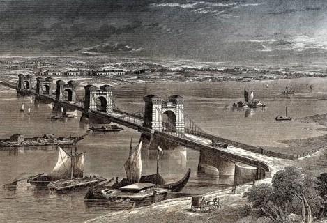 The Nicholas Chain Bridge over the Dnieper, Kiev, Ukraine, 1861