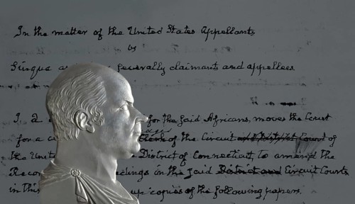 Portrait after a medal of John Quincy Adams, 6th president of the United States, his request for