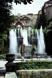 Fountains at Villa D'Este, 16th century villa in Tivoli, Rome, Italy 1974