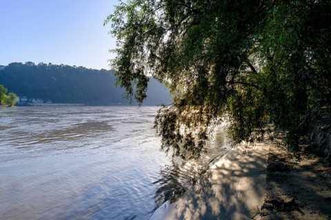 Passau, from the banks of the Inn, Lower Bavaria, Bavaria, Germany