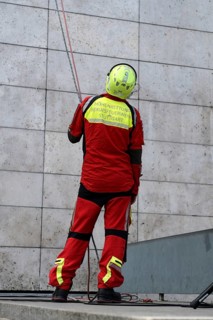 Men of the Stuttgart Fire Brigade at the presentation of the new design, design language of the