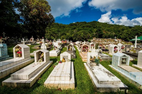 Cemetary in La Passe, La Digue, Republic of Seychelles, Indian Ocean