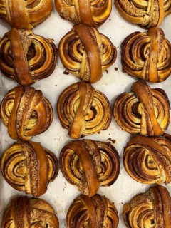 Freshly baked cardamom snails, Vienna, Austria