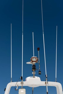 Antennas and lamp on the roof of a ship, Mykines, Útoyggjar, Faroe Islands, Denmark