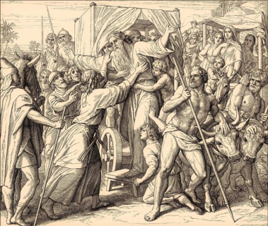 Jacob and Joseph Reunited, Old Testament, by Julius Schnorr von Carolsfeld, 1860