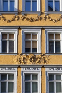 House facade, Bamberg, Lower Franconia, Bavaria, Germany
