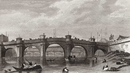 Pont Neuf, Paris, antique steel engraved print, 1831