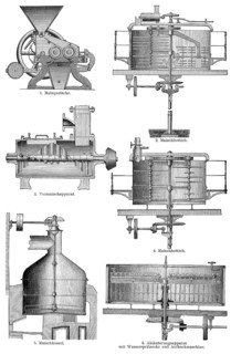 Historic illustration, 19th century, Brewhouse, brewing kettle, Mash-tub, historische Zeichnung, 19