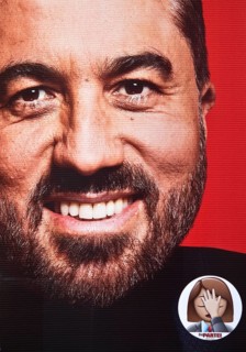 Sticker of Die Partei on an SPD election poster with portrait of Serdar Yüksel, Bochum, Ruhr area,