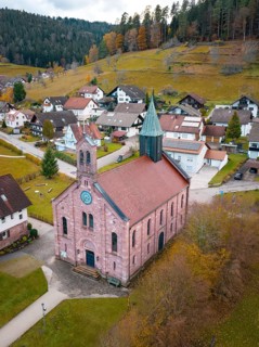 Small village in autumn, Enzklösterle, Black Forest, Germany