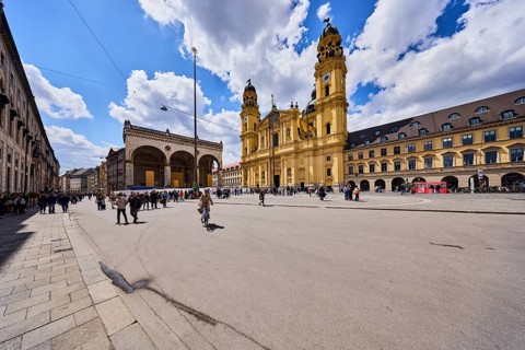 Theatine Church, St. Cajetan and Adelaide, double tower, Italian high Baroque style, Feldherrnhalle