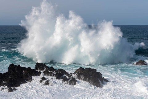 Waves on the ocean off Madeira, Porto Moniz, Madeira, Portugal