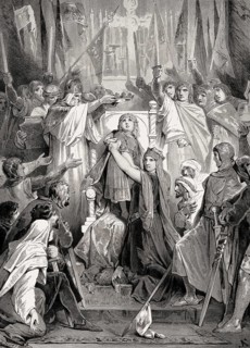Coronation of Frederick II, 1194-1250, King of Sicily, German Holy Roman Emperor, dome of Palermo,