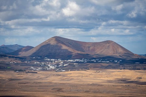 Volcanic craters in volcanic landscape, Lanzarote, Canary Islands, Spain