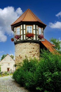 Germany, Rhön, Ostheim, fortified church, watchtower, also called Kisslingsturm, montage, (M),