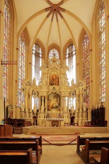 Chancel with high altar UNESCO DOM, gothic, interior view, Erfurt Cathedral, Cathedral Square,