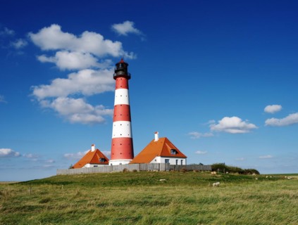 The lighthouse of Westerhever, Westerheversand, Germany, Schleswig-Holstein, St. Peter Ording,