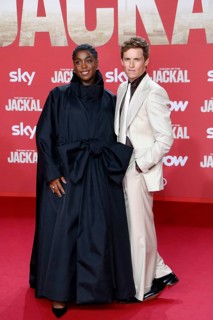 Lashana Lynch and Eddie Redmayne at the German premiere of The day of the Jackal at the Zoo Palast