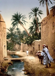 Street in the old town centre of Biskra, Algeria, ca 1890, Historical, digitally restored