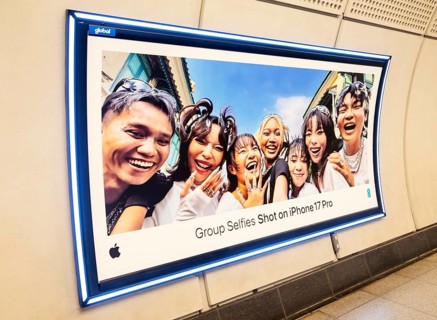 Advertising poster for Group Selfies Shot on iPhone 17 Pro, Transport for London (TfL) underground