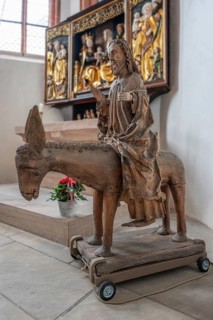 Historic palm tree in the town church of St John the Baptist and St Martin, Middle Franconia,