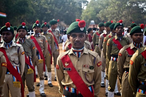 Youth belonging to the National Cadet Corps (NCC) are participating in the Republic Day (Odisha,