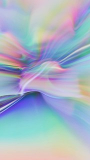 This digital art image features flowing holographic textures with 3D extrusions. The vibrant,