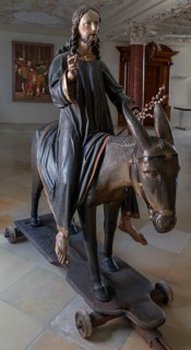 Christ on the palm donkey, detail, wooden figure from around 1880, Dominican convent in