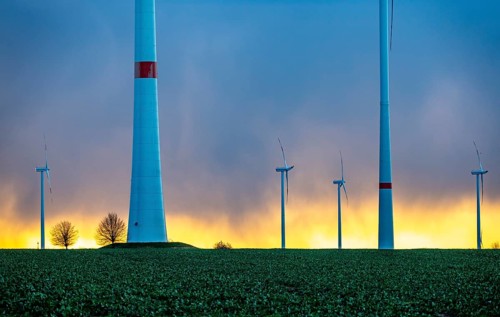 Königshovener Höhe onshore wind farm, on the A44 motorway near Bedburg, in front of the Jackerath