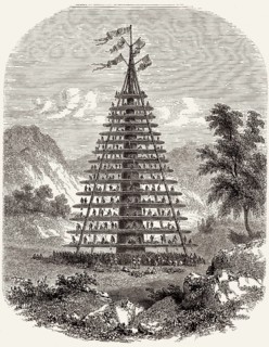 Eine riesige Hakari-Festbühne, Maori, Neuseeland, 19.