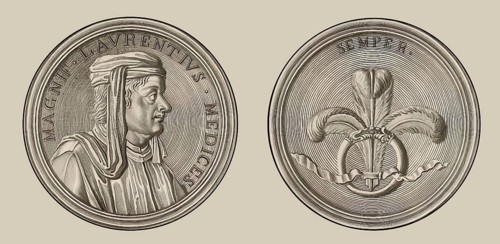 Medal of Lorenzo I de Medici, or Lorenzo the Magnificent, 1449, 1492, an Italian politician and