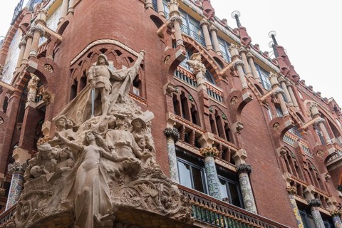 Facade of the Palau de la Música Catalana, Barcelona, Spain