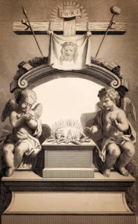 Allegory, The Passion of the Jesus Christ, steel engraving 1853, digitally restored