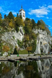 The Johannesberg Chapel on the Johannesberg rock above Lake Lake Traun, Traunkirchen,