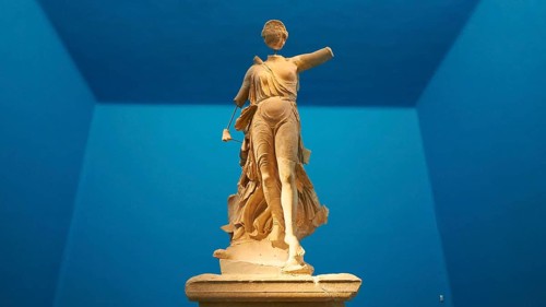 The Nike of Paionios, statue of the goddess of victory Nike from Parisian marble, marble sculpture