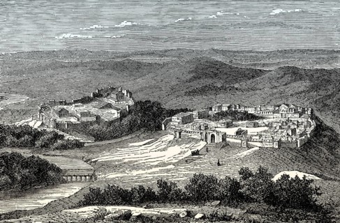 First settlements at Palatine Hill, foundation of ancient Rome, Italy, Reconstruction