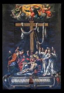 Lenten cloth in the baroque collegiate church in Wilten, painted in 1626 by the painter Paul