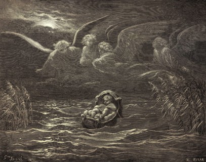 The Child Moses on the Nile, woodcut by Gustave Doré