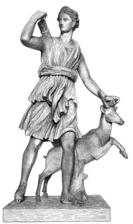 Statue of Artemis, the Hellenic goddess of the hunt, wild animals, wilderness, childbirth,