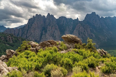 Bavella Needles or Aiguilles de Bavella mountain range, Corsica, France