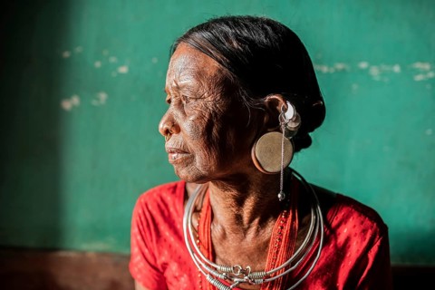 Portrait of a woman from the Lanjia Saora tribe (Odisha, India), She is one of the last Lanjia