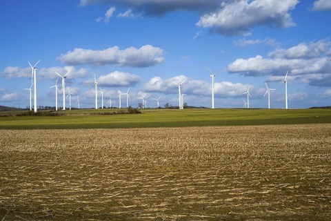 Wind farm in North Hesse, Eberschütz, Muddenhagen, Weser Uplands, Weserbergland, Hesse, Germany