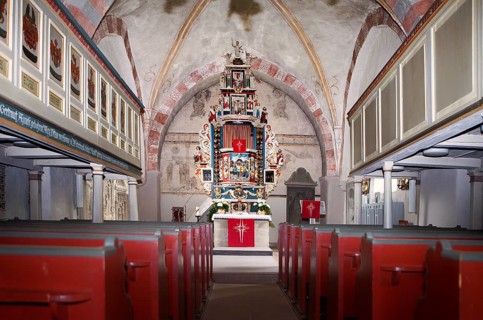 St. Michael Baroque pulpit altar, 1634, sacrament with 13 disciples, Kirchbrak, district of