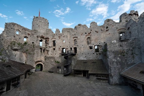 Castle ruins in Ogrodzieniec, Poland. Ogrodzieniec is one of the medieval castle on the Trail of