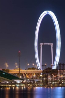 SINGAPORE, MAY 7: Singapore Flyer on May 7, 2011 in Singapore in evening. Singapore Flyer was