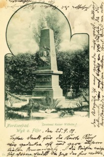 Historical postcard, picture postcard, Kaiser Wilhelm monument in Wyk auf Föhr, North Frisia,