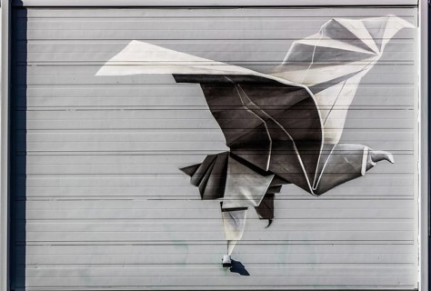 Street art Flight of a Man, outer wall of the former Keilewerf 1, M4H area, Merwe-Vierhavens,