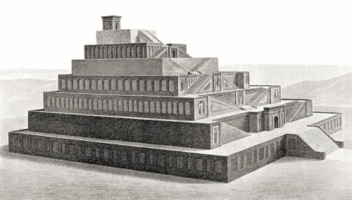Temple of Bel in ancient Babylon, Reconstruction by William Simpson